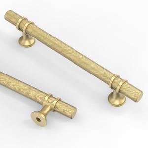 Asidrama 10 Pack 5 Inch(128mm) Knurled Brushed Gold Kitchen Cabinet Handles, Cabinet Pulls Kitchen Cabinet Hardware Cupboard Handles Drawer Pulls (5" Hole Center)