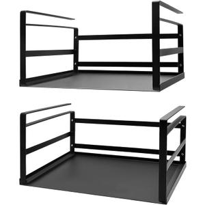 Nxconsu 2Pack Under Shelf Storage Basket Organizer Hanging Holder for Cabinet Pantry Kitchen Cupboard Desk Counter Bookshelf Organization Add-on Space Saver Heavy Duty Slide-in Black Large (9.84''D * 16.14''W * 6.4''H)
