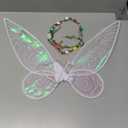 Quescu 3 Pcs Light up Fairy Wings for Adults,LED Butterfly Wings for Girls,Angel Wings Halloween Costume Dress Up for Kids (White/Color Light)