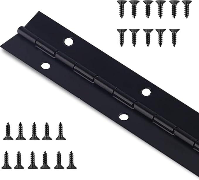 Heavy Duty Piano Hinge 48 Inch x 1.5 Inch, 0.047" Leaf Thickness
Stainless Steel Black Continuous Hinge for Cabinet, Door, DIY Wood Boxes