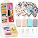 4 Pack 14 Grids Travel Pill Organizer Box with 830-Pcs(2 Set) Medicine Name Labels - Pocket Daily Pharmacy Case Container Kit - Travel Medication Holder Dispenser for Fish Oil Vitamin Supplement