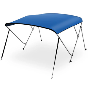 96" 4 Bow Bimini Top Boat Cover, Waterproof Aluminum Frame, Gray