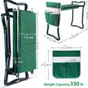 BESTHLS Garden Kneeler and Seat - Heavy Duty Folding Stool with Thick Pad, Tool Pouch, 330 lbs Capacity - Knee & Back Support, Perfect for Seniors, Women, Men