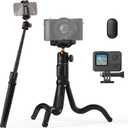 K&F CONCEPT Extendable Phone Tripod, Flexible Tripod with Remote, 3 in 1 Selfie Stick with Action Camera Adapter Flexible Legs Compatible with iPhone Samsung Canon Nikon Sony Cameras Action Camera.