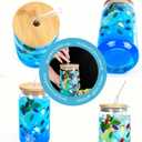 Color Changing Christmas Glass Cups - 16 Oz Iced Coffee Cups with Lids & Straws, Party-Reason Drinkware for Milkshakes, Juice & Iced Beverages, Festive Holiday Gift Set