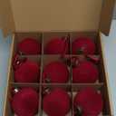 9 PCS Christmas Velvet Balls Flocked Xmas Tree Ball Ornaments Christmas Large Ball Set Xmas Tree Hanging Decoration 4 Inch, 6 Inch (Red, 3.15inch)
