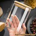 Small Size 33+17 oz Glass Food Storage Jars with Airtight Lids, Clear Glass Jar with Bamboo Lid, Airtight Food Canister for Tea, Candy, Coffee, Sugar, Cookie, Snack (Round | 5+6 Inch)