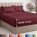 Extra Deep Queen Sheet Set - 4 Piece Breathable & Cooling Bed Sheets - Easily Fits 18 to 24 inch Mattress - Ultra Soft, Wrinkle & Fade Free with Extra Deep Pockets - Hotel Luxury Bedding - Burgundy