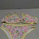 Tainehs Women's Two Piece Bikini Sets O Ring Front Top Ditsy Floral Triangle Swimsuits Cheeky Bathing Suit