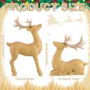 Bucherry 2 Pcs Christmas Rattan Reindeer Figurines Brown Resin Couple Deer Sculpture Tabletop Reindeer Farmhouse Xmas Table Centerpiece Decor for Mantel Fireplace Living Room Office Gifts