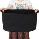 Large Rectangle Blankets Basket Living Room 22"x17"x12" Woven Cotton Rope Storage Baskets for Nursery Toy Baskets for Kids and Dogs Wicker Laundry Basket Bin for Clothes Towels, Black