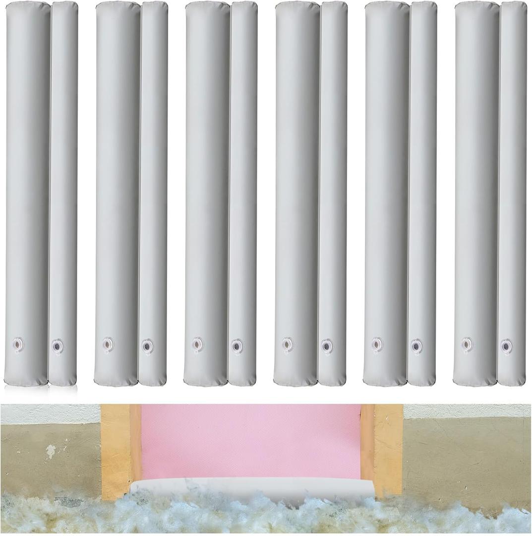 Frienda 6 Pcs PVC Flood Barriers for Home 4 ft x 9 in x 6 in Reusable Flood Prevention Barriers Water Barrier for Flooding PVC Flood Bags Sandbag Alternative PVC Water Diversion Tubes