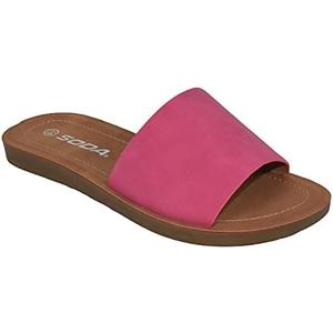 Soda Shoes Efron-S Women Flip Flops Basic Plain Slippers Slip On Sandals Slides Casual Peep Toe Beach Size 10
