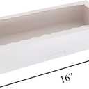 30-Pack Bakery Boxes with Window 16" x 6.5" x 3", Cookie Boxes, Auto-Popup Long Treat Boxes for Cookies, Strawberries (White)