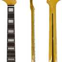 Left Hand Electric Guitar Neck Big Head Yellow Lacquer Finish, 22 Fret 628mm Maple Big Heads Electric Bass Necks Square inlay,Normal nut,Bolt on heel