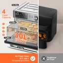 Kitchen in the box 32QT Extra Large Air Fryer Toaster Oven Combo, 21-in-1 Countertop Convection Toaster Oven with Rotisserie and Dehydrate, 6 Accessories, 1800W Dual Cook Preset (Silver), 15.8"d X 17.8"w X 13.4"h