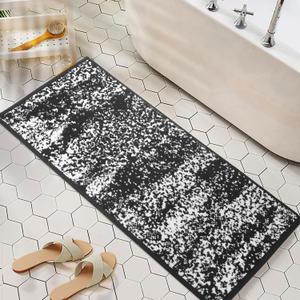 Extra Long Bathroom Rug 59"x 20", Non-Slip Rubber Backing Mat for Kitchen, Ultra Soft and Absorbent, Machine Wash Quick Dry Mat for Tub and Shower, Black (1'8" x 4'11" (Rectangular))
