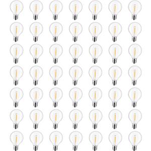 50-Pack G40 LED Replacement Light Bulbs, E12 Screw Base Shatterproof Globe Bulbs for Outdoor String Lights, 0.6 Watt 40 Lumens Equvalent to 5 6 7 Watt Incandescent Bulbs, Warm White 2200K
