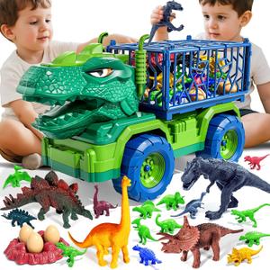 22 in 1 Toddler T-rex Dinosaur Truck Toy Set for Kids Boys 3-5 5-7, Tyrannosaurus Carrier Transport Truck with 18 Jurassic Dino Figures, Birthday Toy for Boys Girls 3 4 5 6 7 Years Old