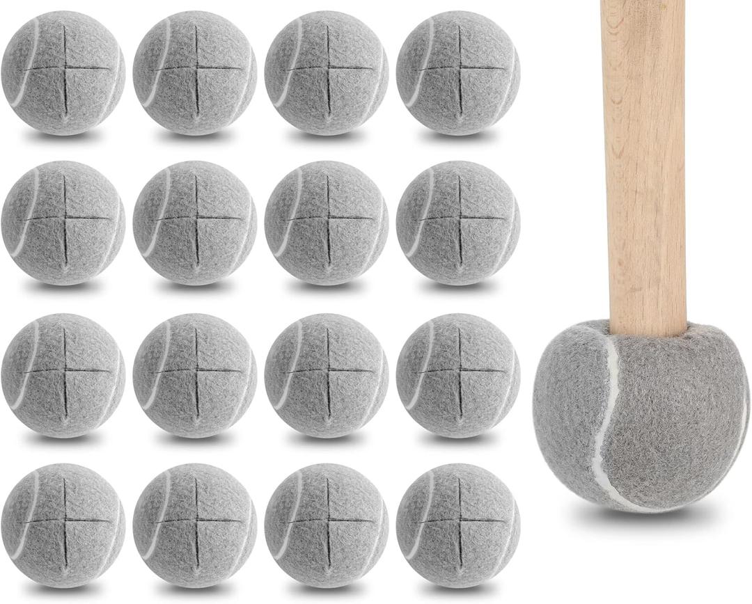 Macarrie 16 Pieces Precut Tennis Balls for Chairs Tennis Ball Chairs Foot Covers for Furniture Leg for Classroom Floor Protection Chair Desk Legs Coverings(Gray,6.3 cm) 