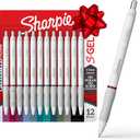Sharpie S-Gel Pens, Fashion Barrel Gel Pens, Pearl White Body, Medium (0.7mm) Point, Bold Ink Colors, 12 Count