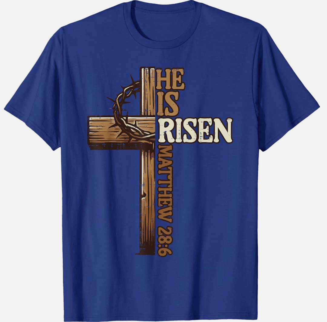 Easter Christian He is Risen Sun Resurrection Men Women Kids T-Shirt (Blue, XS)
