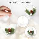 WDS WONDROUS Fabric Christmas Ornaments with Pinecones, Plush Ornaments for Christmas Tree, Rustic Heart Star Tree Shape Xmas Balls Decor Set for Farmhouse Holiday Decorations (6Pcs, White)