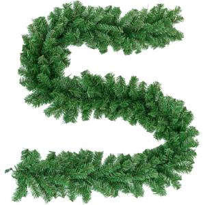 8.9 Ft Artificial Spruce Christmas Garland, Non-Lit Soft Green Holiday Decorations for Outdoor or Indoor Use, Premium PVC Home Garden Artificial Greenery, Wedding Party Decor(1 Pack)