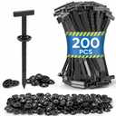 Lounsweer 200 Pcs Nylon Universal Cable Tie Buckle Zip Tie Clips Self Locking with Pin Button Bumper Retainer Fender Liner Door Panel Fastener Automotive Rivet Push Mount for Car Repair Home Use