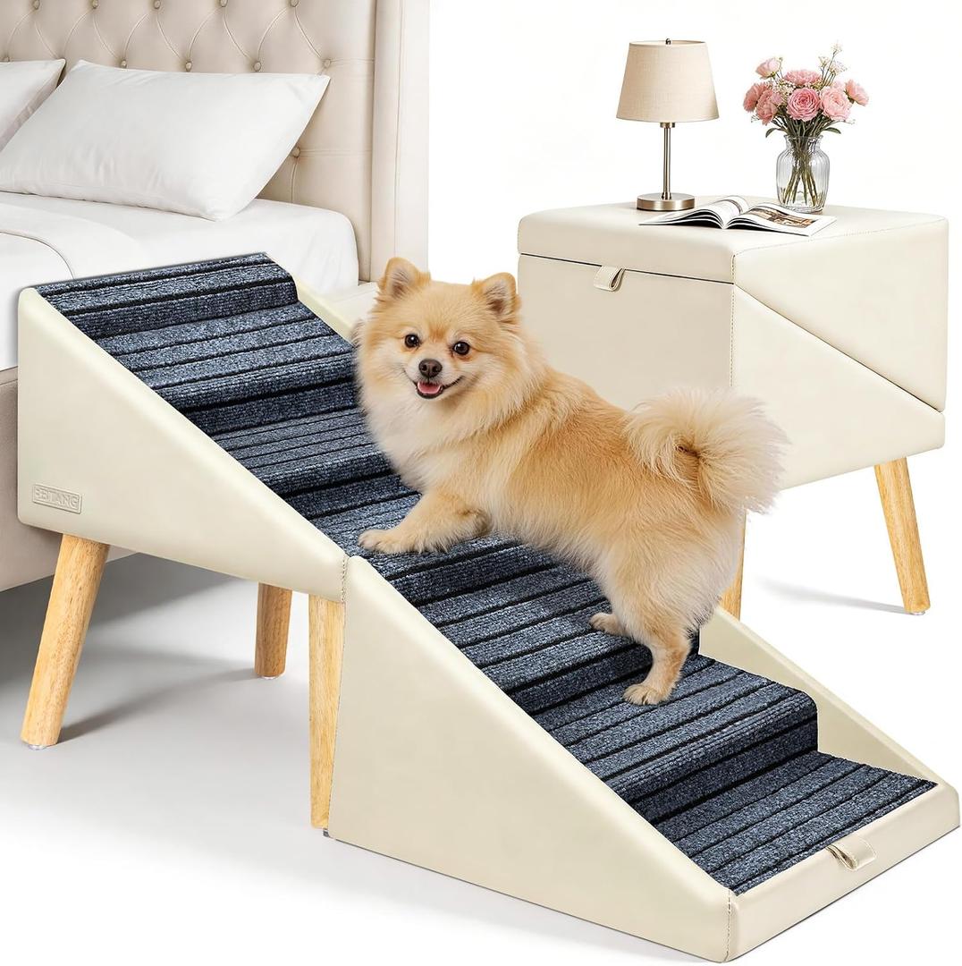 22.8" H Dog Stairs for High Bed, 6-Step Non-Slip Dog Ramp for Bed