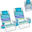 Beach Chair, Beach Chairs for Adults,Outdoor Folding Beach Chairs for Adults, Supports up to 350lbs with 5 Positions, Towel bar, Cooler Pouch, Storage Pouch., 19.7 inches x 21.3 inches x 32.3 inches, Lake Blue|2pcs