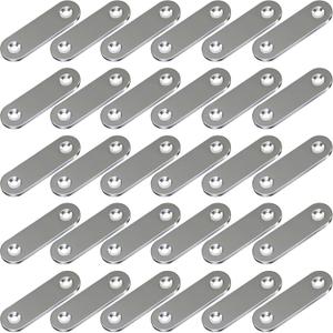 30 Pack Flat Mending Plates, 2 Inch Stainless Steel Straight Brace Brackets, Repair Brackets for Wood Furniture with Screws