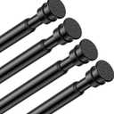 Tension Curtain Rod 26 to 48 Inch Adjustable Tension Rods 4 Pack Expandable Spring Tension Rod Black No Drilling for Closet Kitchen Cupboard Wardrobe Door Bookshelf DIY Projects