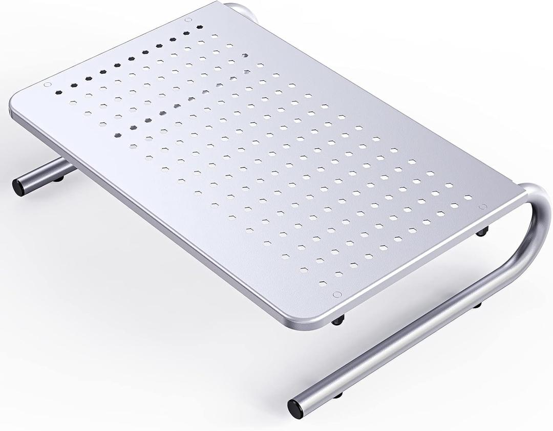 HUANUO Monitor & Laptop Stand - Metal Vented Riser for Screen, Laptops, Printers - Home & Office (Silver)