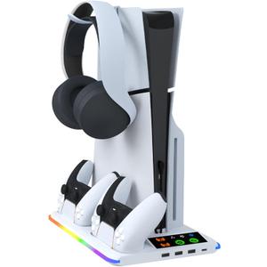 Dpofirs Dual Console Controller Charging Station, RGB Lighting Effect Stand for Headphone Stand Accessories (#1)