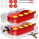 2 Pack Window Hummingbird Feeder with Strong Suction Cup, Plastic Hummingbird Feeders for Outdoors, Built-in Moat,Easy to Clean and Refil (10oz) (2, Red)