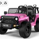 Evmore 12V Kids Toddler Ride On Truck Electric - 7Ah Large Battery Electric Vehicles with Remote Control, 2 Speeds, LED Lights, Horn, Music for Kids Pink