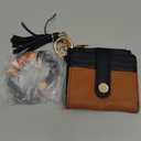 Small Wristlet Wallets for Women Keychain Wristlet Wallet RFID Blocking Key Chain Wallet With Zipper Coin Pocke,2 Id Window(BrownBlack)