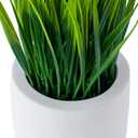 Tabletop Artificial Grass Plants Decorative Faux Greenery Plant Potted in Modern Cylindrical Black Cement Pots,