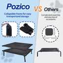 Pozico Elevated Outdoor Dog Bed - Foldable Cooling Dog Cot with Metal Frame, Portable Camping Pet Bed for Medium & Small Dogs, Breathable Mesh for Indoor & Outdoor Use, Black - L