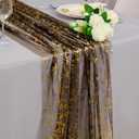 Snowkingdom Black and Gold Cheesecloth Table Runner 10 FT, Sheer Chiffon Sparkle Gauze Mesh Runners 120 Inch, Glitter Table Centerpieces Decoration for Birthday Party Wedding Christmas Halloween