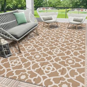 HEBE Waterproof Outdoor Rug 5'x8', Geometric Reversible Plastic Patio Rug
Outside Plastic Straw RV Camping Mat Clearance, Indoor Outdoor Area Rug Floor Carpet for Deck,Porch,Balcony,Backyard,Picnic