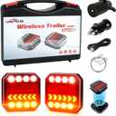 Wireless Trailer Lights Magnetic, New Rechargeable LED Trailer Light Kit with Brake Lights, Turn Signals and Reverse Lights for Towing Truck Camper RV Boat (Black)