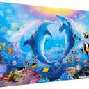 DIY 5D Diamond Painting Kits for Adults Dolphin Embroidery Full Round Drill Large Size(31.5x11.8 inch) Diamond Crystal Gem Arts Painting Craft for Home Wall Decor