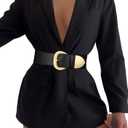 Women Wide Elastic Waist Belt for Dresses Fashion Thick Stretchy Belt for Trendy (Fit waist size 33"-38", Black(gold))