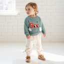 Baby Boy Girl Knit Sweater Halloween Ghost Pumpkin Embroidery Crew Neck Long Sleeve Tops Fall Winter Clothes (3-6 Months)