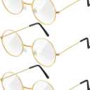 Frienda 3 Pairs Old Man Costume Santa Glasses Gold Round Clear Lens Glasses for Men Women Christmas Dress Up Accessories
