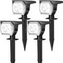 EIUIO Solar Outdoor Lights, 3 Lighting Modes Solar Spot Lights Outdoor with Auto On/Off, Waterproof Landscape Lighting for Garden Yard Pathway, 4 Pack(Cool White)