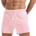 AIMPACT Mens Workout Sweat Shorts 5 Inch Cotton Casual Fitness Running Shorts with Pockets 2 Piece Grey And Pink XL