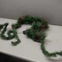 Pre-lit 9ft Christmas Garland with Red Berries and Pine Cones and 50 Battery Operated Soft White LED Lights with Timer, Artificial Holiday Decoration Door Outdoor (Red)